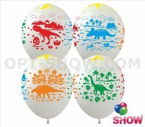 Balloons 12" with print "Dinosaur" (10 pcs.)