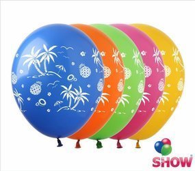 Balloons 12" with print  "Palms & Pineapples" (10 pcs.)