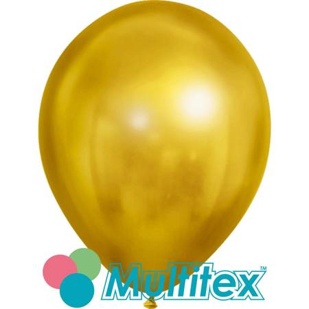 12" Balloons Chrome, Gold (50 pcs./pack.)